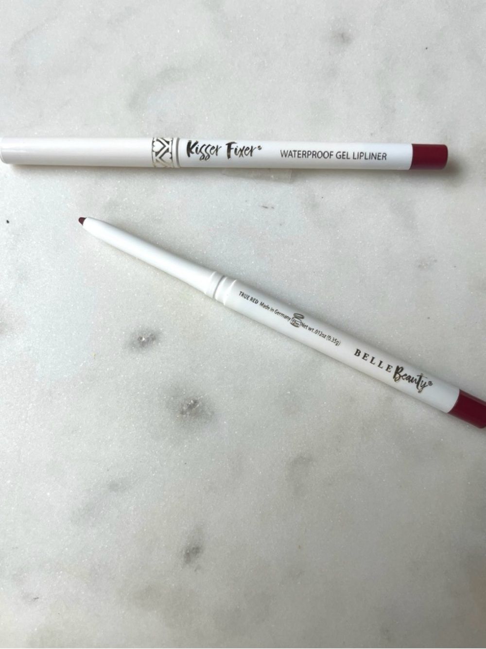💜 SET OF 2, Belle Beauty, Kisser Fixer Waterproof Gel RED Lipliner